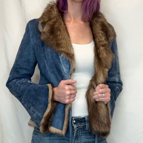 Gold East Jackets & Blazers - Gold East Spain Women’s Vintage Suede Leather Crop Coat Jacket Medium M
